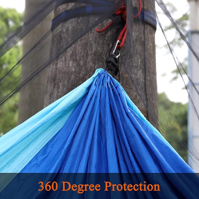 Hammock Net Camping Mosquito Net, No See Ums & Repels Insect, Polyester Netting for 360 Degree Protection, Double Sided Zipper for Easy Access Fits for All Camping Hammocks(Black)