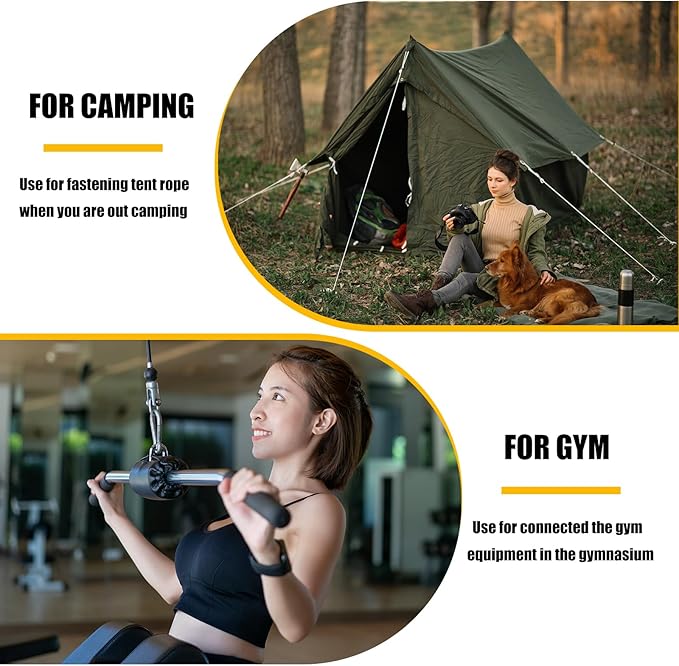 200PCS Spring Snap Hook Carabiner, 3/16" Galvanized Steel Snap Clip Hook, 2" Heavy Duty Quick Link Clip Keychain, 220LBS Holding Capacity Carabiner Clip for Camping Gym Outdoor, Door Leash & Harness