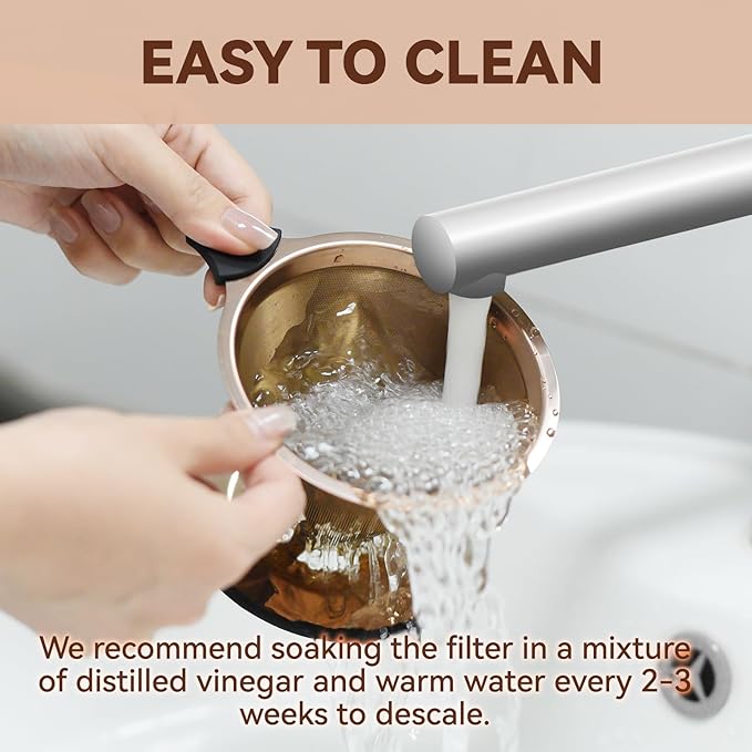 Pour Over Coffee Dripper Filter: Reusable Stainless Steel Coffee Filters - Metal Cone Filter Paperless Single Cup Coffee Maker 1-4 Cup with Double Mesh & Non-slip Cup Stand Rose Gold