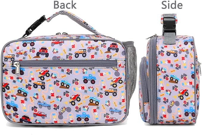 FlowFly Kids Lunch box with buckle Insulated Cooler Back to School Thermal Meal Tote Kit for Girls, Boys, Truck