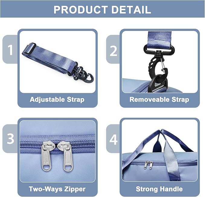 Small Gym Bag for Women, Travel Duffle Bag Carry On Weekender Bag with Shoe Compartment