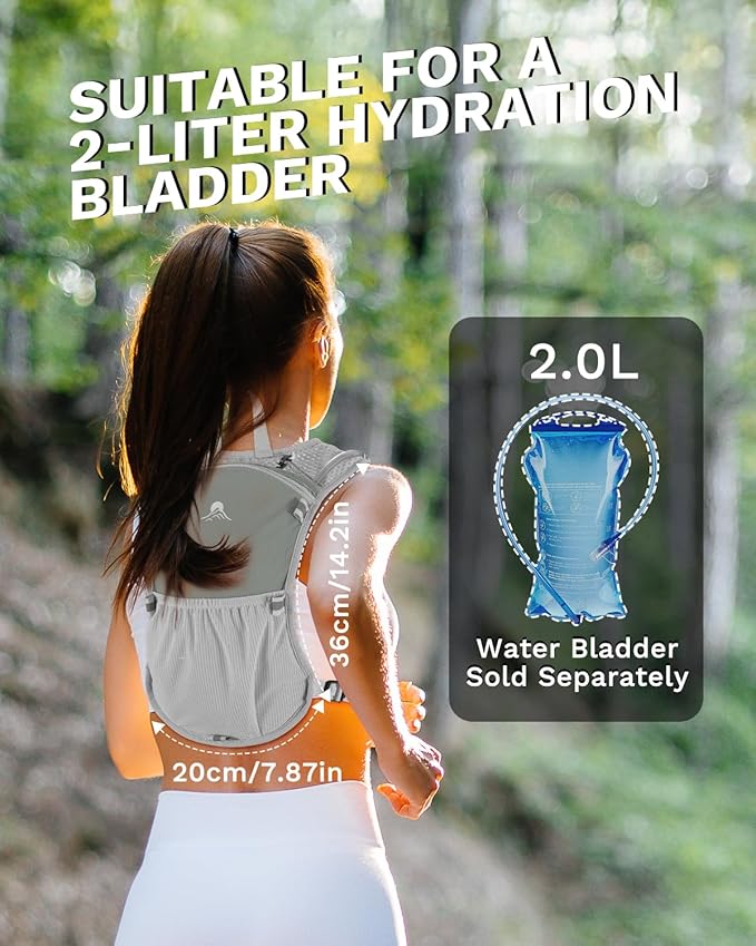 Running Vest for Women and Men, Hydration Backpack for Runners, Trail, Hiking, Biking and Walking, with Front Phone Holder, Adjustable Chest and Waist Strap