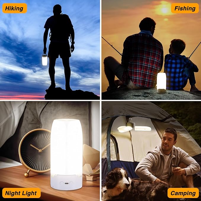 LED Camping Lantern Rechargeable, Foldable Camping Light with 96 LEDs,5000mAh Tent Light with Stepless Dimming,IPX4 Waterproof Lantern for Power Outages,Emergency,Outdoor,Camping Gear
