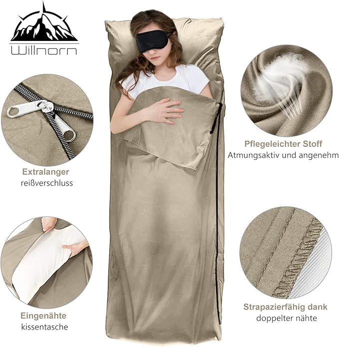 Sleeping Bag Liner,Travel Sheets & Adult Sleep Sack & Self Tan Sleep Sack for Backpacking,Hotel, Hostels, Lightweight Single Camping Sleep Pod