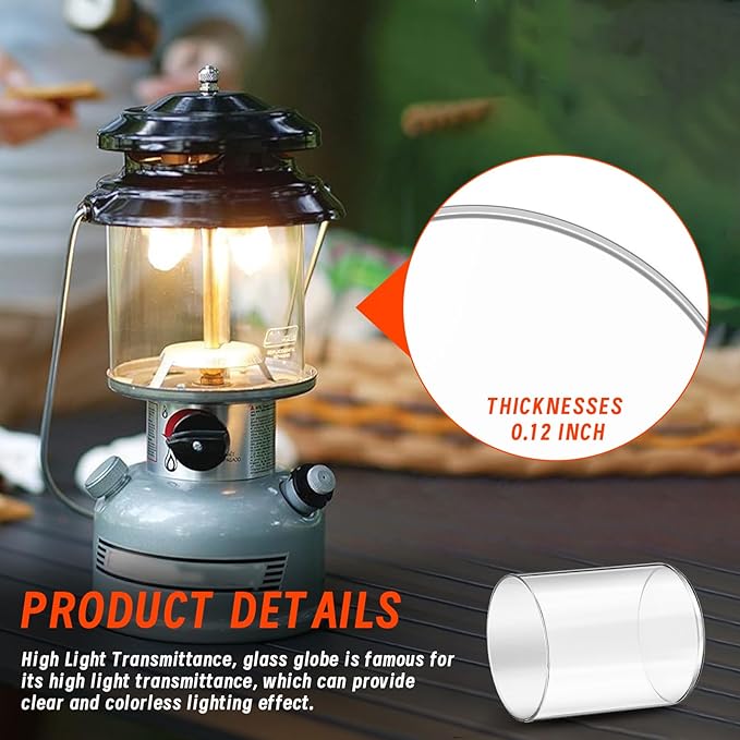 Glass Globe for Fueled Lanterns Replacement for Coleman Lantern Glass Globe, Globe for Coleman Lantern Fit for Camping Compatible with Coleman Model 288, NOT Including Propane Lantern Mantles, 1 PCS