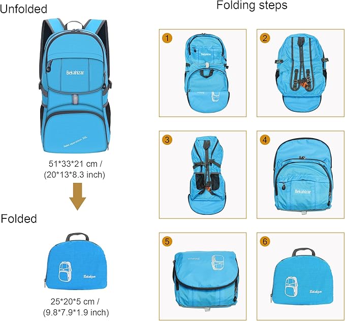 35L Lightweight Backpack Foldable Hiking Daypack Packable Travel Day Bag for Men Women Outdoor Walking Camping