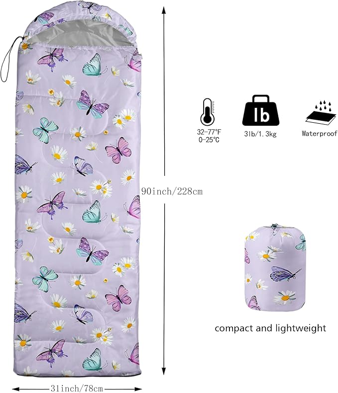 QOOMO Camping Sleeping Bags,3 Season Warm & Cool Weather,Lightweight,Waterproof Sleeping Bags for Adults & Kids,Traveling,and Outdoors,Camping Gear Equipment