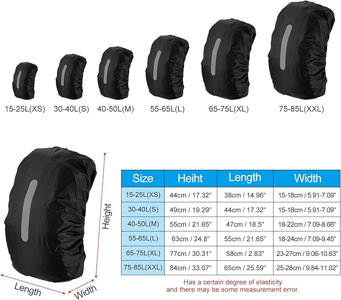 PATIKIL Waterproof Backpack Rain Cover, Non-Slip Backpack Cover with Vertical Reflective Strap Stay Dry for Hiking, Camping, Hunting