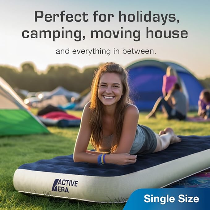 Active Era Luxury Camping Air Mattress with Built in Pump - Twin Air Mattress with USB Rechargeable Pump, Travel Bag - Single Air Mattress for Tent Camping