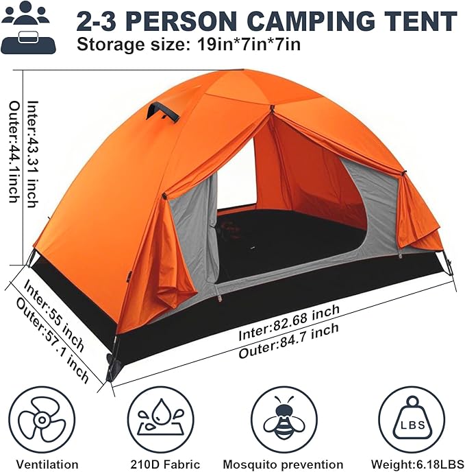 WILDROOTS Backpacking Tent, Mountain Hiking Tent for 2 Person, 4 Season Lightweight Camping Tent