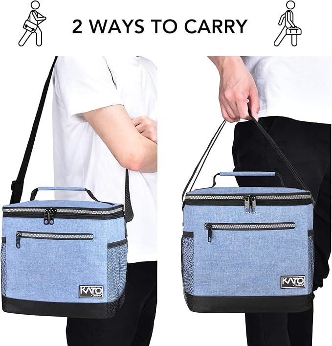 Tirrinia Large Insulated Lunch Box for Men/Women, Leakproof Thermal Lunch Bag for Office Picnic Work Beach Camping,Reusable Lunch Cooler Tote for Adult, Light Blue