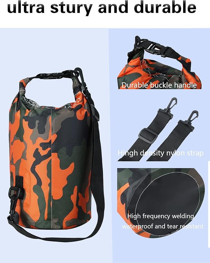 YDYJKI Waterproof Dry Bag Backpack 2L/5L/10L/20L/30L Floating Roll Top Dry Compression Sack Keeps Gear Dry for Kayaking Beach Rafting Boating Hiking Camping and Fishing with Waterproof Phone Case