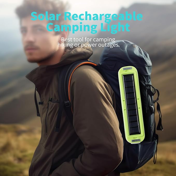 Solar Rechargeable Camping Lantern - 2000 Lumens, 4 Light Modes, Portable Power Bank (Green)