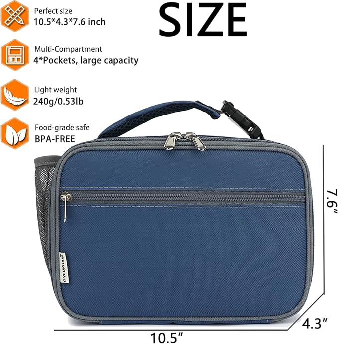 Insulated Lunch Box for School, Thermal Reusable Durable Freezable Lunch Bags for Kids Boys Girls Men Women - Small Soft Cooler Portable Lunch Tote Kit for Work Picnic Travel,Cyan