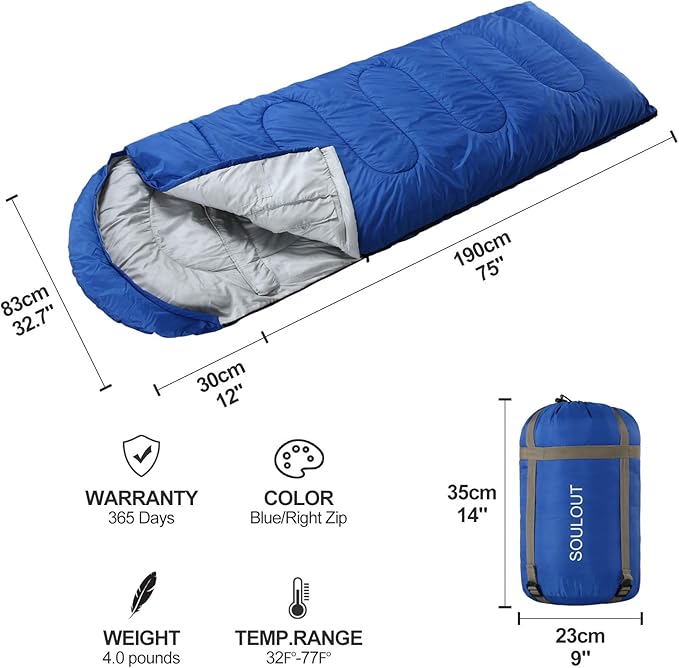 Sleeping Bag,3-4 Seasons Warm Cold Weather Lightweight, Portable, Waterproof Sleeping Bag with Compression Sack for Adults & Kids - Indoor & Outdoor: Camping, Backpacking, Hiking
