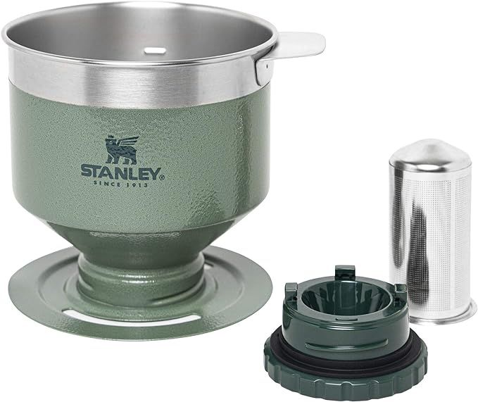 STANLEY Perfect Brew Pour Over | Manual Single Cup Coffee Maker | Drip Coffee Maker with Reusable Filter | Easy Clean Stainless Steel | BPA-Free | Hammertone Green (Pack of 4)