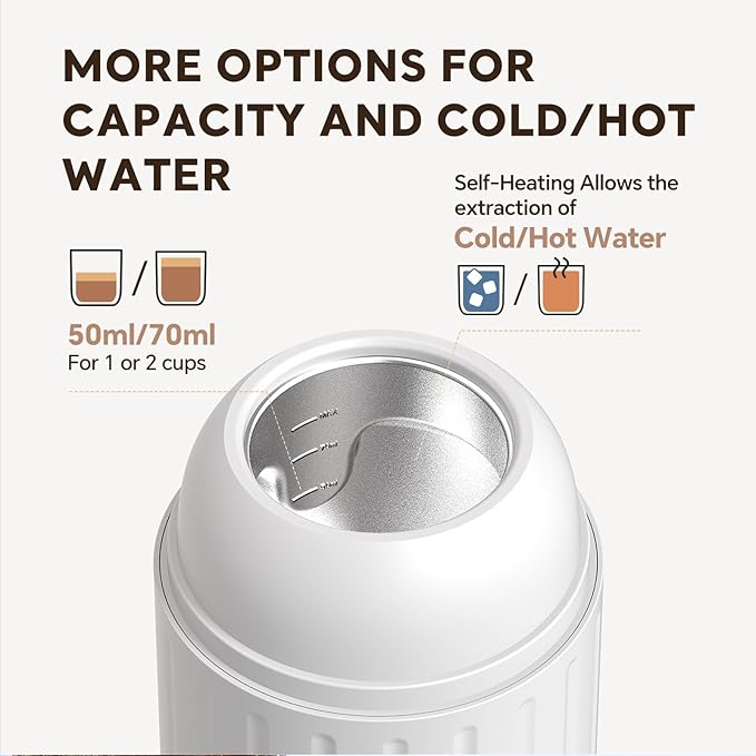 Portable Electric Espresso Coffee Maker, Fast self-heating 2 IN 1 Extraction System Espresso Machine, Support Ground Coffee and NS capsule, for Travel,Car,Hiking,Climbing,Rich Crema（White）