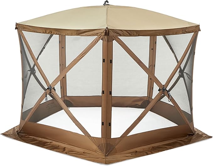 CLAM Quick Set Venture 9 x 9 Foot Portable Outdoor Camping Canopy Shelter, Brown Quick Set Screen Hub Tent Wind & Sun Panels, Brown (2 Pack)