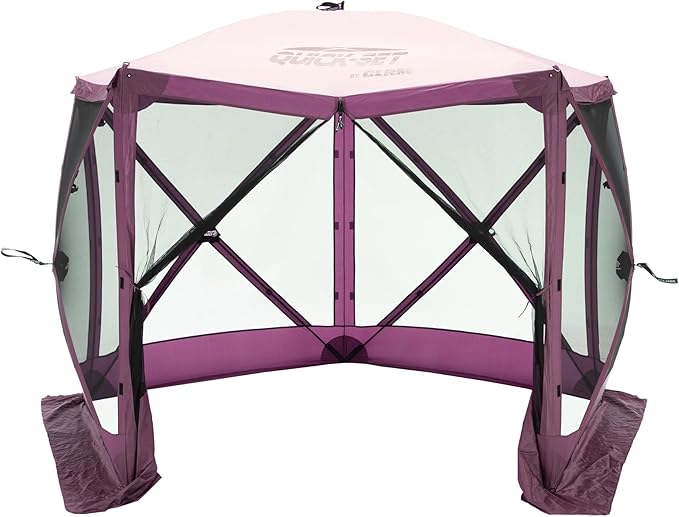 CLAM Pop Up Screen Tent, Outdoor Camping Gazebo Canopy, Venture, 9' x 9', Plum