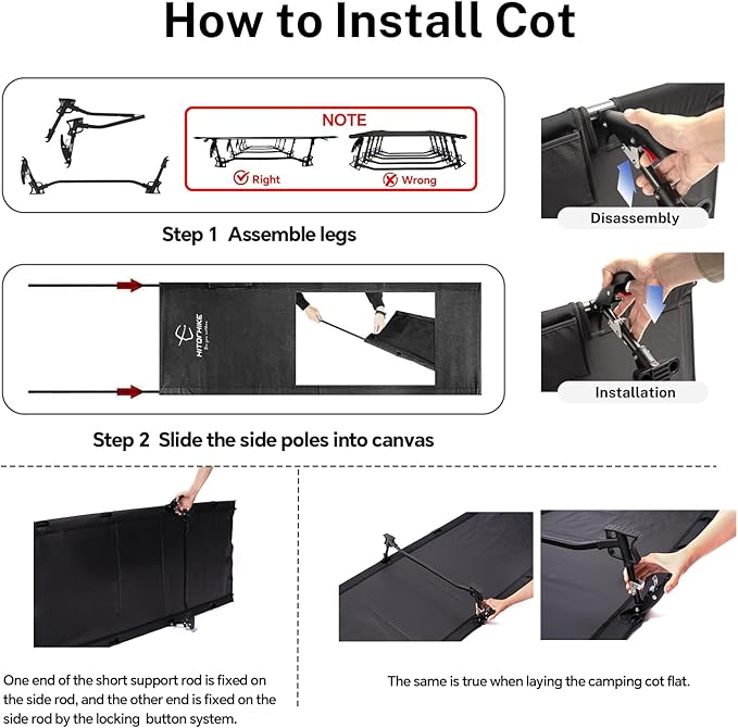 HITORHIKE Camping Cot Compact Folding Cot Bed for Outdoor Backpacking Camping Cot Bed