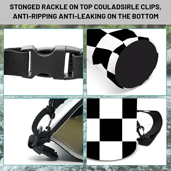 Waterproof Dry Bag,Roll Top Black and White Checkered Flag Small Waterproof Backpack 5L/10L/20L Floating and Lightweight Bags for Kayaking, Boating, Fishing, Swimming and Camping