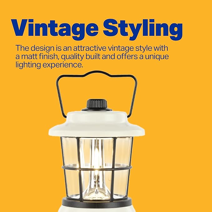 LUXPRO Retro LED Lantern - Battery-Powered Emergency Lantern - Water Resistant - Bright LED Lamp for Indoor & Outdoor Use - Use for Tents, Hiking or Hurricane Prep - 2 Pack, Beige