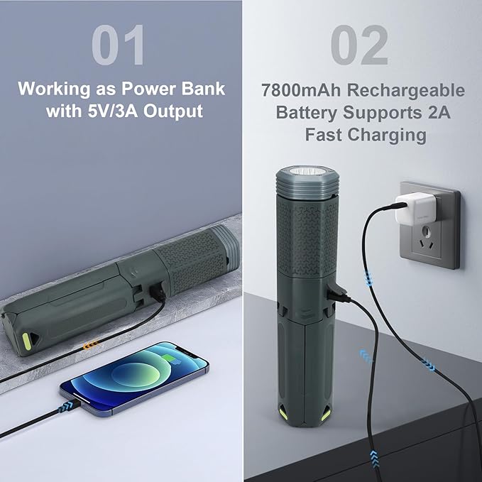 Camping Lights,Telescopic Camping Lantern with Storage Bag,7800mAh Rechargeable Outdoor Adventure Emergency Light,Waterproof LED Work Lights with Magnetic