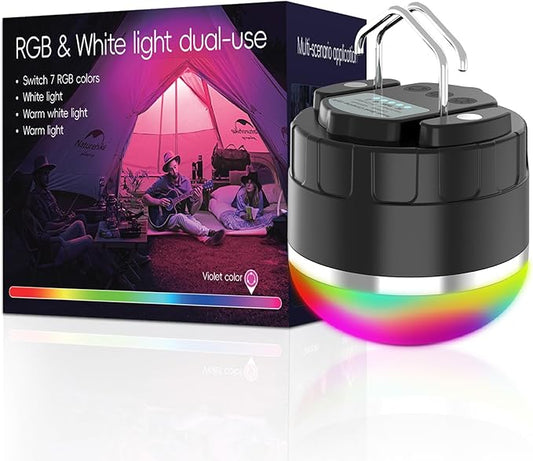 LED Camping Lantern Rechargeable, 1000LM Portable Camping Tent RGB Light with 10 Light Modes & Magnetic Base, 4000mAh Emergency Hanging Light for Hurricane, Power Outage, Camping, Hiking