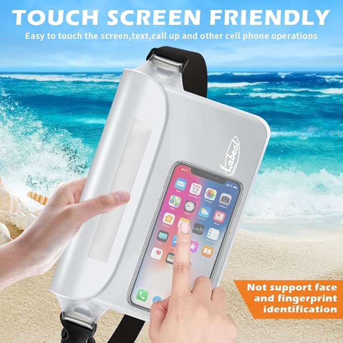 Labeol Waterproof Fanny Pack, 2 PCS Waterproof Pouch with Waist Strap, Fanny Pack to Keep Phone and Valuables Dry for Swimming Kayaking Boating Snorkeling