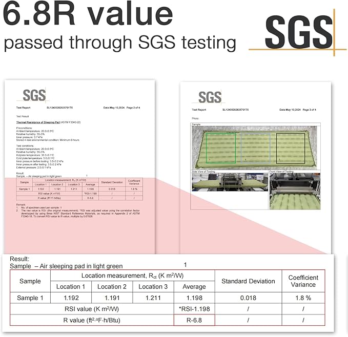 Sleeping Pads for Camping, Ultralight Sleeping Pad Insulated 6.8 R-Value Inflatable Sleeping Pads Compact for Camping Backpacking Hiking Traveling Tent