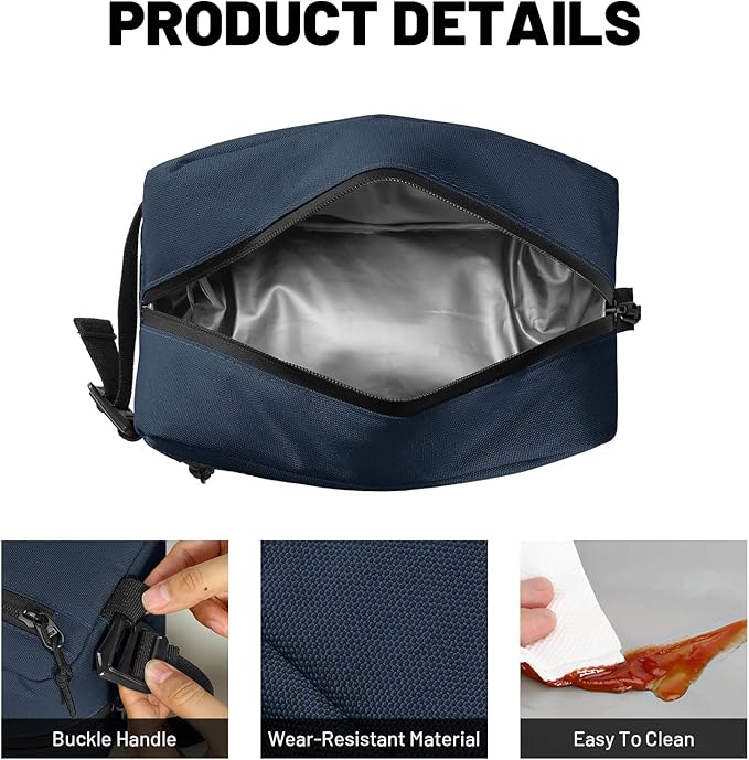 MIER Freezable Snack Bags Small Frozen Mini Cooler Lunch Bag Freezer Insulated Pouch for Adults Work Travel On-the-go,Dark Blue