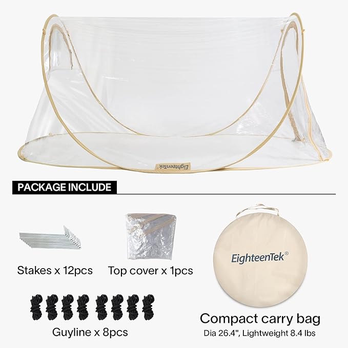 EighteenTek Pod All Weatherproof Sports Tent Clear Pop Up Tent Camping Stargazing Transparent Outdoor Bubble 2 Person Capsule Portable Weather Proof Pod Instant Cold Protection Shelter 88"x54"x39"H