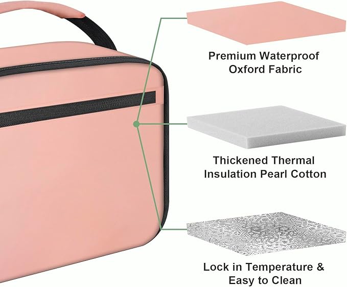 Kids Lunch Box for Boys Girls Lunch Bag Insulated Durable Lunchbox Children Lunch Tote Bag for School Pink