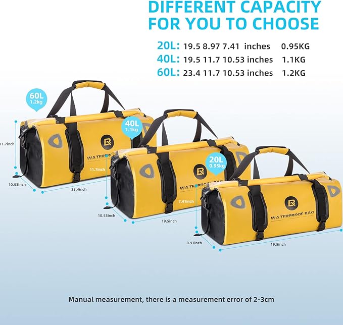 ROCKBROS Waterproof Duffel Bag 20L Motorcycle Travel Dry Duffel Bag for Motorcycling Boating Kayaking Camping Fishing Outdoor Adventure for Men Women