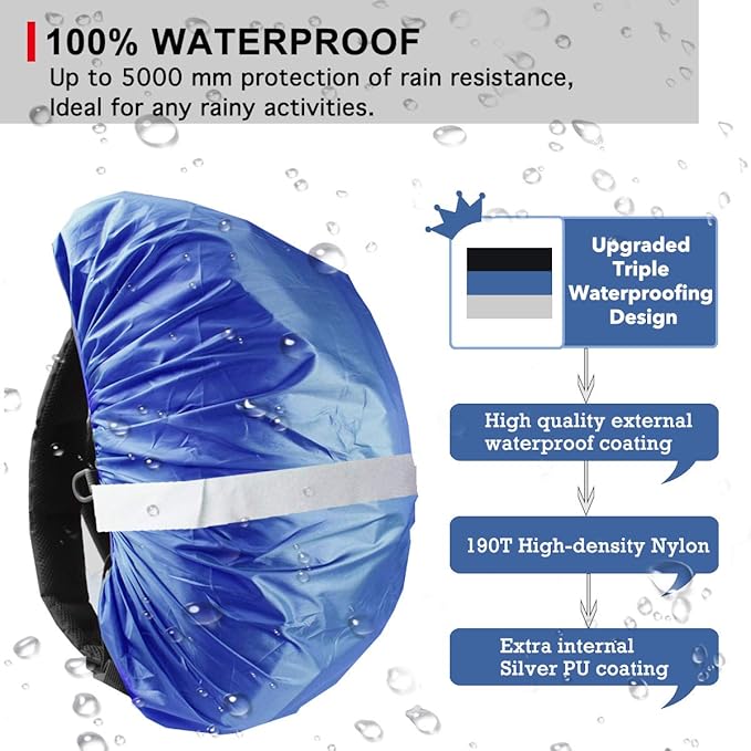Frelaxy Hi-Visibility Backpack Rain Cover with Reflective Strip 100% Waterproof Ultralight Backpack Cover, Storage Pouch, Anti-Slip Cross Buckle Strap, for Hiking, Camping, Biking, Outdoor, Traveling