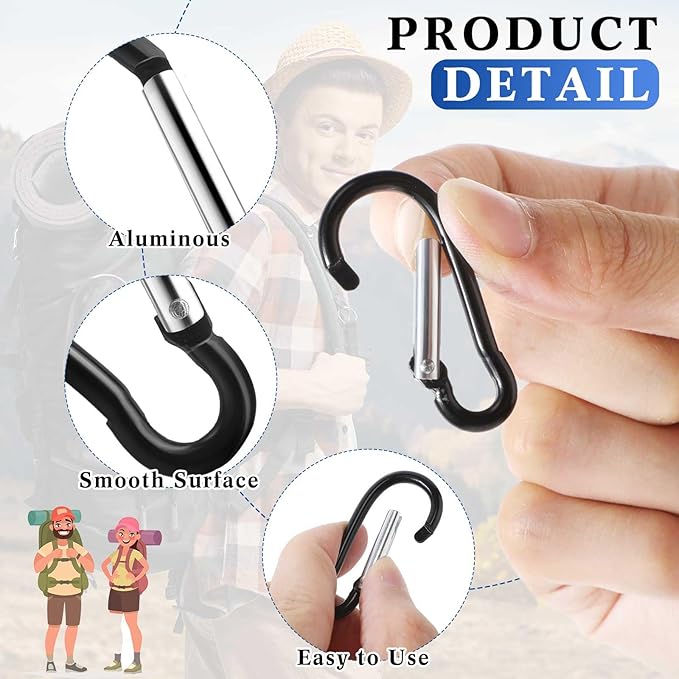 500 Pcs 2" Spring Snap Hooks Bulk Small Aluminum Alloy Clip Keychain Spring Snap Hook for Hanging Camping Hiking Traveling Fishing Outdoor