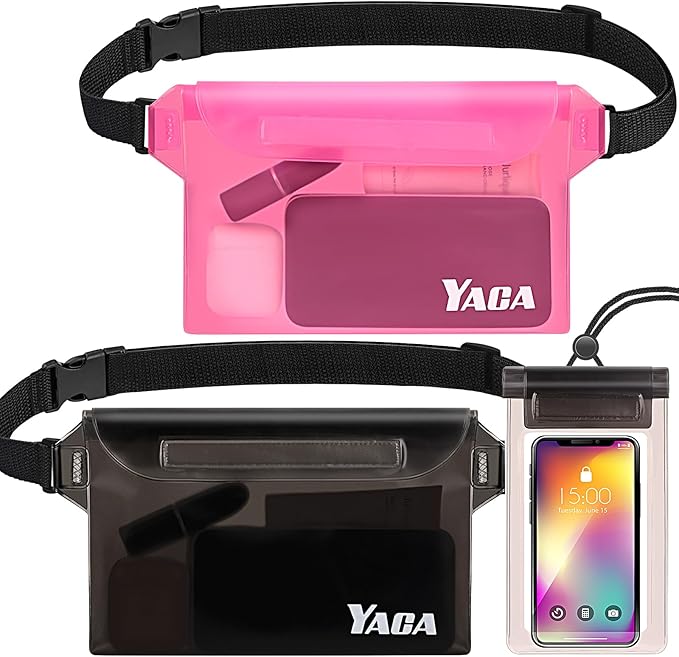 Waterproof Fanny Pack, 2PCS Touchscreen Sensitive Waterproof Phone Pouch, Dry Bag with Adjustable Waist Strap, Water Proof Pouch For Kayaking, Swimming, Boating, Floating, Perfect Beach Essentials