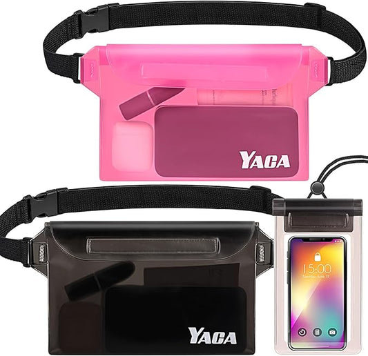 Waterproof Fanny Pack, 2PCS Touchscreen Sensitive Waterproof Phone Pouch, Dry Bag with Adjustable Waist Strap, Water Proof Pouch For Kayaking, Swimming, Boating, Floating, Perfect Beach Essentials