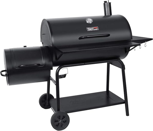 Royal Gourmet CC2036F Barrel Charcoal Grill with Offset Smoker, Outdoor BBQ Grill with 1200 Sq. In. Grilling Area for Large Event Gathering, Black