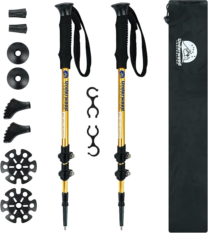 Trekking Poles Collapsible Hiking Poles - 2 Pack Adjustable Aluminum Hiking Sticks, Lightweight Walking Sticks for Women, Men, Seniors, Kids, Walking Poles for Backpacking by Underwood Aggregator