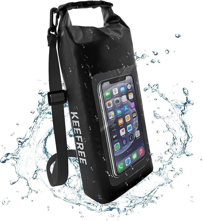 Waterproof Dry Bag,Roll Top Waterproof Backpack Phone Case Pouch for Travel,Kayaking,Rafting,Camping,Surfing,Boating,Hiking,Beach and Fishing (2 L Black+Black)