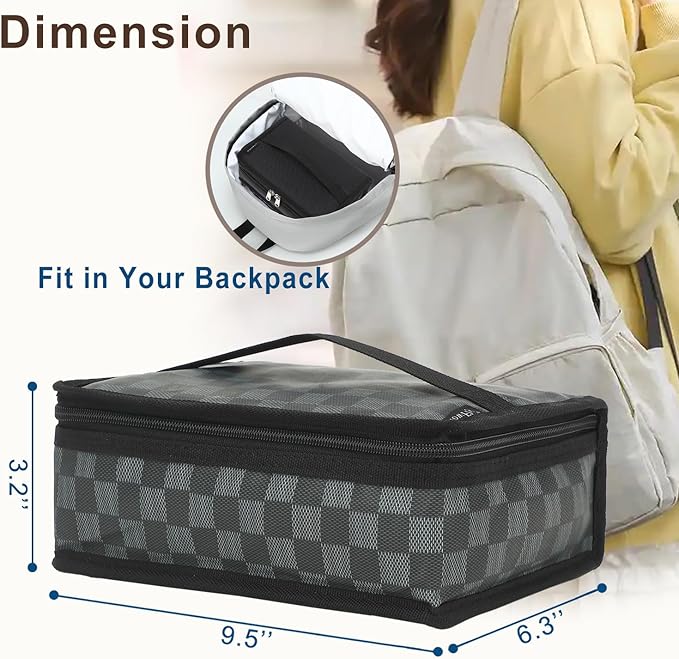 FlowFly Small Insulated Lunch box Portable Soft Bag Mini Cooler Thermal Meal Tote Kit with Handle for Work, Plaid