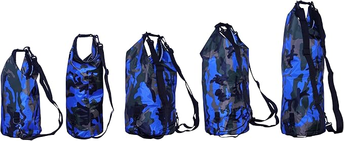 Waterproof Dry Bag Combo 5-30L Roll Top Dry Storage Bag Backpack for Kayaking Boating Beach Camping Travel Fishing, w/Phone Case & Collapsible Water Bottle & Sunglasses & Ear Band,Blue 5L