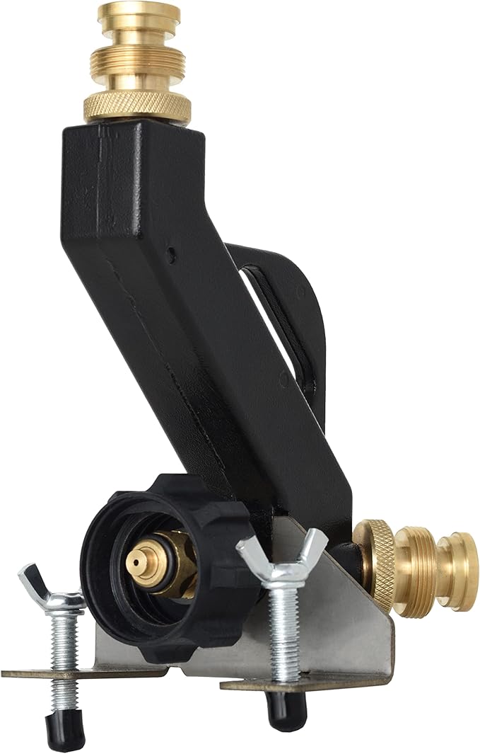Flame King FK-DTMINI Mini 3-Port Distribution Tree for Camping, Connects 1-lb Appliances to a Standard Propane Tank, Perfect for Lanterns, Stoves, Heaters, and Grills, Black & Gold
