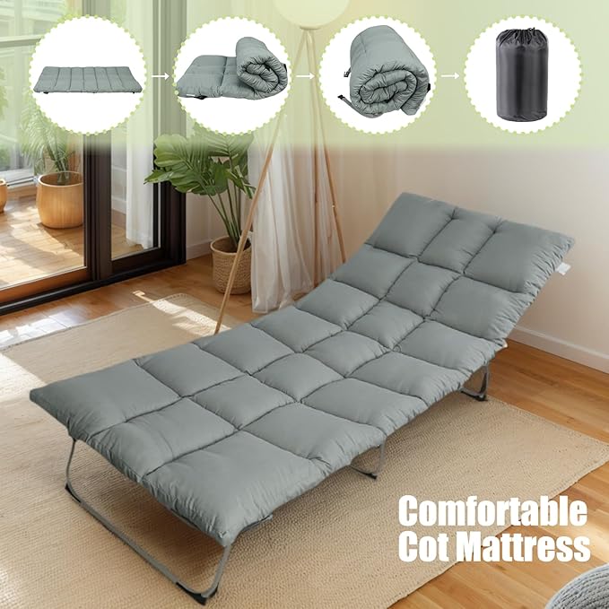 Tuphen Cot Mattress Pad-Cot Pads for Camping, Cot Mattress Topper, Camping Mattress Sleeping Pad 75"x30" Soft Lightweight Quilted Pads for Camp Cot/RV Bunk/Narrow Twin Beds