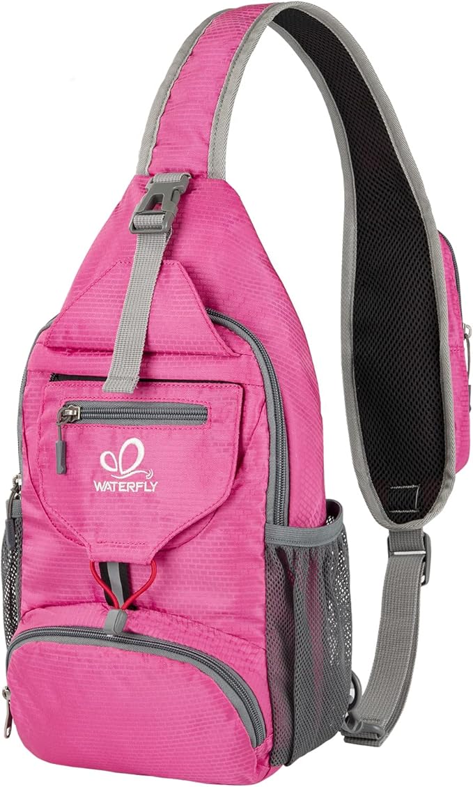 WATERFLY Packable Small Crossbody Sling Backpack Shoulder Chest Bag Daypack for Hiking Traveling