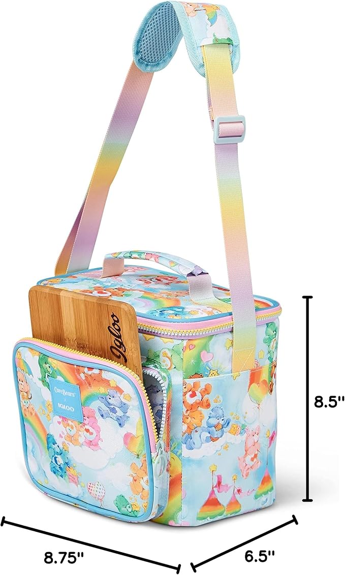 Igloo Retro 90s Lunch Coolers, Insulated Lunch Bag, Square Lunch Box Cooler with Front Pocket & Adjustable Strap