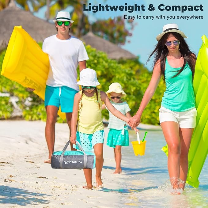 Venustas Beach Tent Sun Shelter for 3-10 Person, UPF 50+ UV Protection Canopy, Lightweight and Easy Setup Cabana, Portable Beach Shade