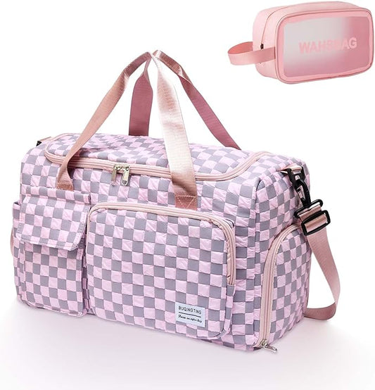 Small Gym Bag for Women, Travel Duffle Bag Carry On Weekender Bag with Shoe Compartment