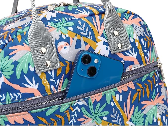 FlowFly Insulated Lunch Bag With Shoulder Strap for Women, Men, and Kids, Large and Reusable, Handle, Freezable Work and School Travel Tote and Meal Prep Organizer,Sloth